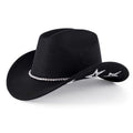 Black-Star Wide Brim Cowboy Hat with Rhinestone Glitter Band – Unisex Western Rodeo Hat for Men Women, Outdoor & Party Wear