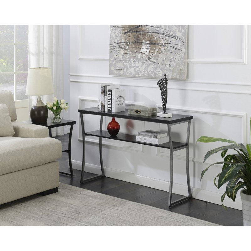 Modern X-Calibur Console Table with Bottom Shelf - Multiple Finishes