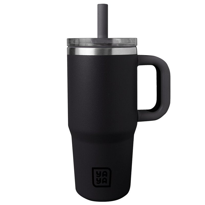 Insulated Stainless Steel Kids Tumbler with Straw - Black 12oz