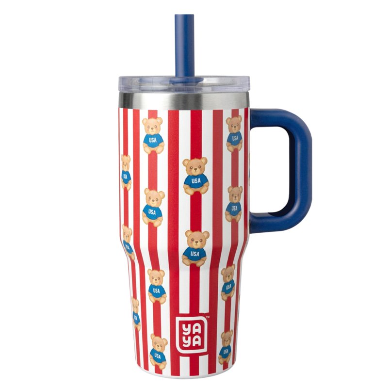 Insulated Stainless Steel Kids Tumbler with Straw - USA Bears