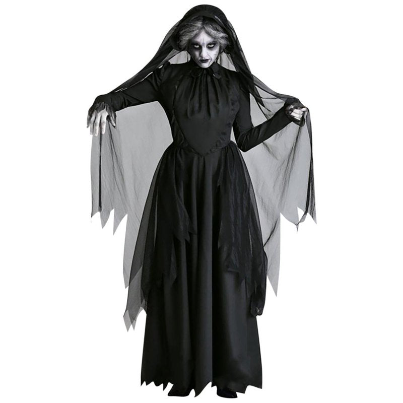 Ghost Bride Costume Dress for Women Halloween Gothic Vampire M - Black