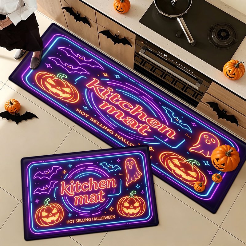 Halloween Neon Pumpkin Lanterns 2Pcs - Versatile Indoor & Outdoor Decorations (15.7 x 23.6 & 17.7 x 47.2 inches)