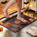 Halloween Pumpkin Lanterns & Flannel Kitchen Rugs Set - 15.7x23.6 Inches - Non-Slip, Soft Home Decor