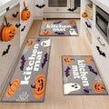 Halloween Pumpkin Lanterns 3-Pack with Flannel Mats Set - Non-Slip Home & Bathroom Decor
