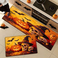 Halloween Pumpkin Lanterns 2Pcs - Flannel Non-Slip Kitchen & Home Rugs, 15.7x23.6 and 17.7x47.2 Inches