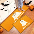 Halloween White Ghost Non-Slip Flannel Floor Mat & Rug Set - 15.7x23.6 & 17.7x47.2 Inches