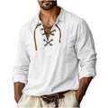 Men's Vintage Linen Renaissance Pirate Shirt XL White Tunic Top - Medieval Style