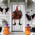 Halloween Wreath for Front Door with Witch Hat Legs - Indoor Outdoor Decoration - Variation 1-B