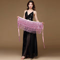 Pink Plus Size Belly Dance Skirt with Sequins Tassels Bead Belt for Women