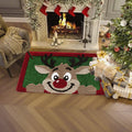 Christmas Reindeer Doormat - Green Holiday Rug with Non-Slip Rubber Backing - Variation #20Christmas