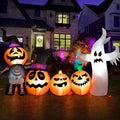 Halloween Inflatable Pumpkins and Ghost Set - 7 FT Long with Built-in LEDs, Waterproof Yard Decor, Pumpkin Ghost Combination