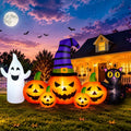 Halloween Inflatable Pumpkin with Ghost and Black Cat - 8FT Family Decor - Variation of 5 Pumpkins