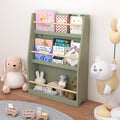 Kids 3-Tier Bookcase with Wood Rails - Children's Bookshelf