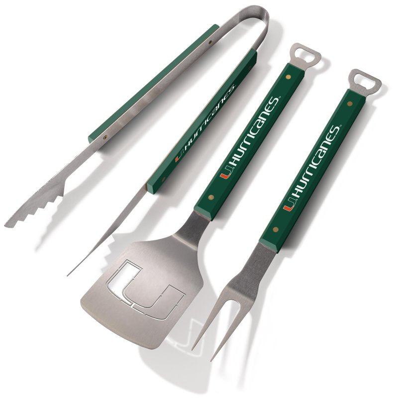 Miami Hurricanes BBQ Tool Set - 3pc Grilling Accessories