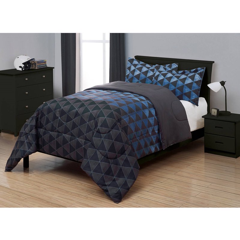 Your Zone 2-Piece Comforter and Sham Set Twin Gray Blue Modern Bedding