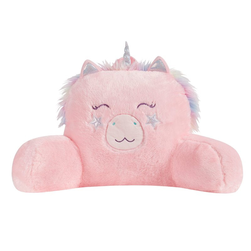 Pink Unicorn Faux Fur Backrest Lounger Pillow - Kids Decorative Cushion