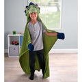 Kids Hooded Throw Blanket - Green Dinosaur, 40x50 Inches, Glow-in-the-Dark