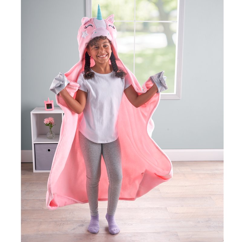 Kids Pink Unicorn Glow in the Dark Hooded Throw Blanket - 40x50 Inches