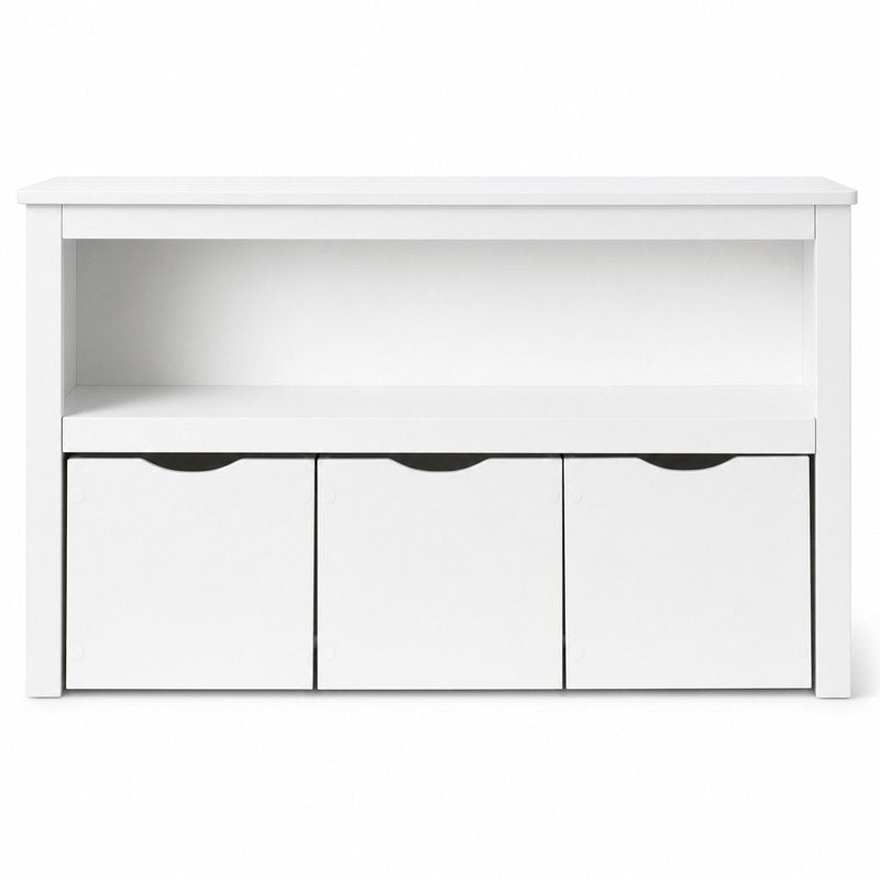 Kids Toy Storage Cabinet with 3 Rolling Bins - White