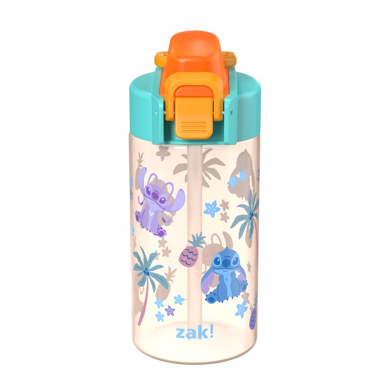 16oz Durable Plastic Water Bottle with Folding Handle - Stitch Pink