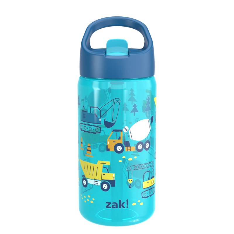 16oz Durable Plastic Water Bottle with Flip Straw - Blue