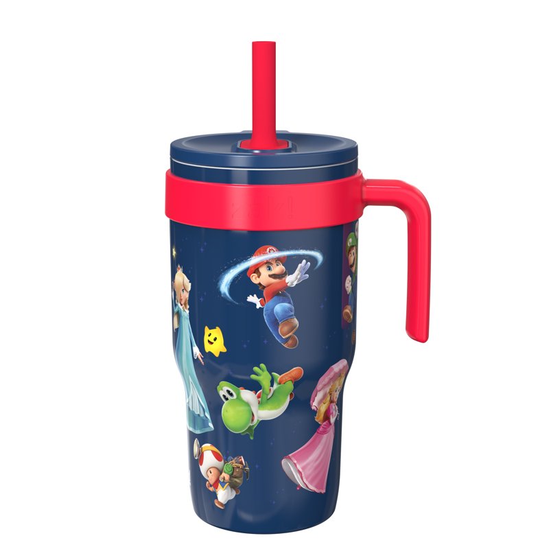 18oz Kids Straw Cruiser Tumbler - Navy Mario, Leakproof Stainless Steel