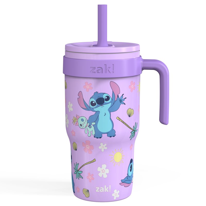 18oz Stainless Steel Kids Tumbler with Straw - Purple Stitch
