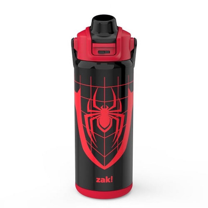20oz Spiderman Kids Straw Water Bottle - Black Stainless Steel