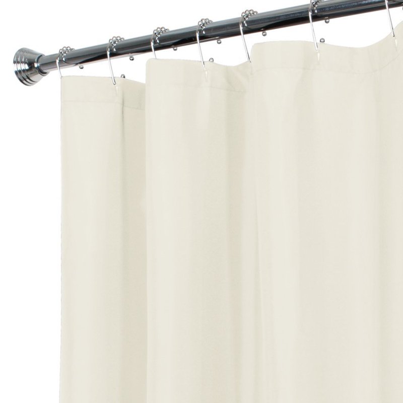Water Repellent Fabric Shower Curtain Liner - 70 x 72 Inches, Beige - Waterproof Bathroom Protector with Weighted Hem & Easy Care
