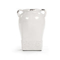Ceramic Jar with Distressed Crackle Finish - White