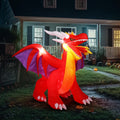 6FT Halloween Fire Dragon Inflatable Decoration with Built-in LED Lights Outdoor