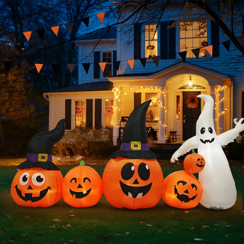 8 FT Halloween Inflatable Pumpkins with Built-in LED Lights - Yard Decor
