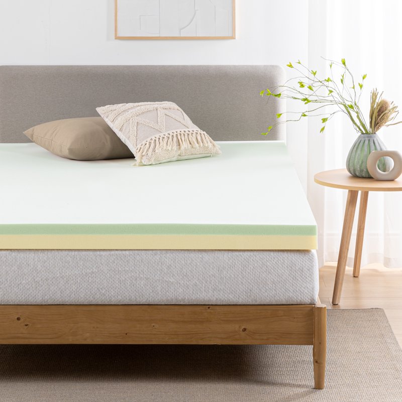 Queen Green Tea Memory Foam Mattress Topper - 3 Inch Comfort & Odor Control