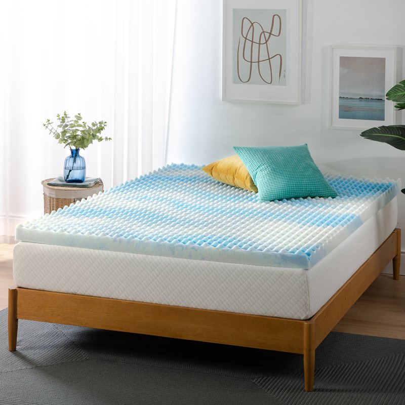 King 3-Inch Swirl Gel Cooling Memory Foam Mattress Topper