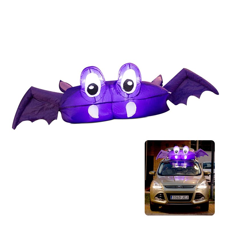 Zone Tech 6 FT Inflatable Bat Car Trunk Decor with LEDs - 1-Pack Halloween Decoration