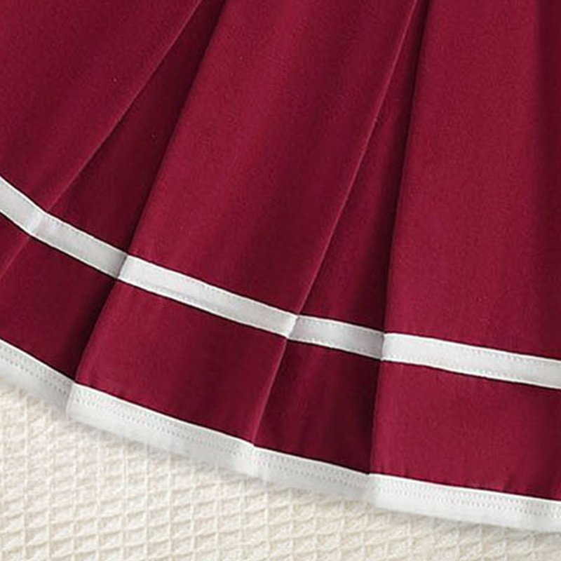 Toddler Girl Cheerleader Outfit Set - Sleeveless Shirt & Skirt, Size 3-4 Years, Wine Variation