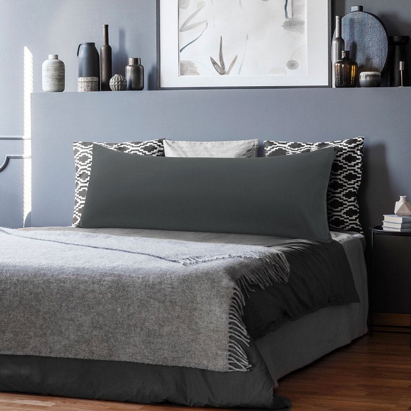 Microfiber Body Pillow Cover 20x54 Grey - Breathable & Soft Bedding