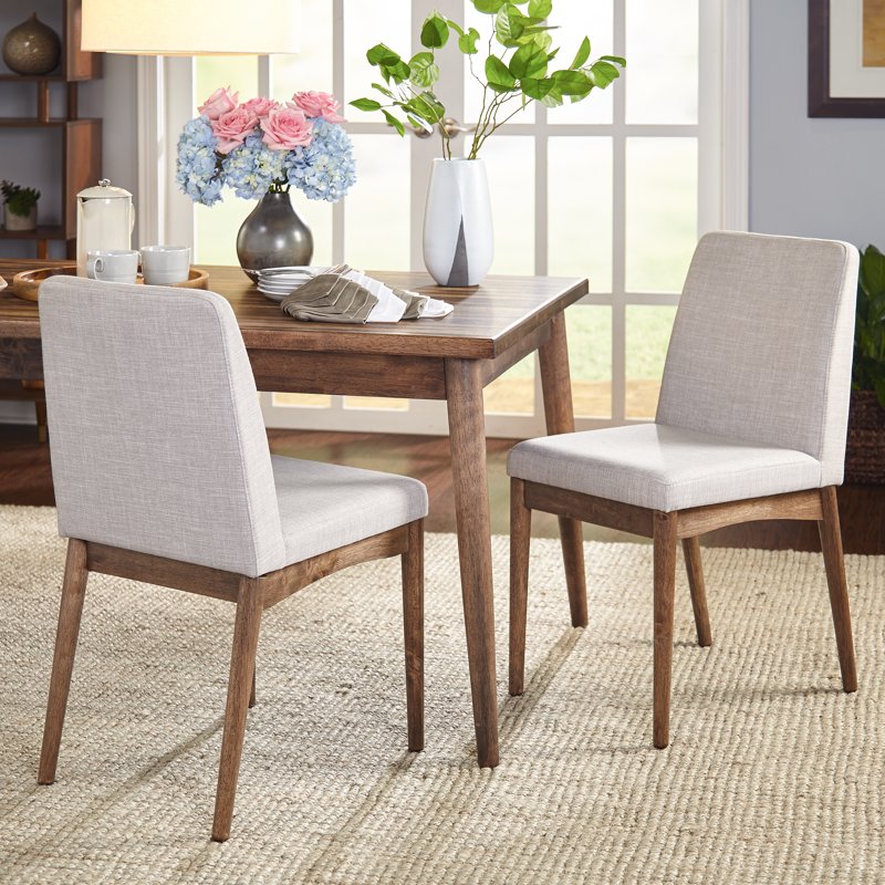 Mid-Century 5-Piece Dining Set with Table & Chairs - Walnut/Gray