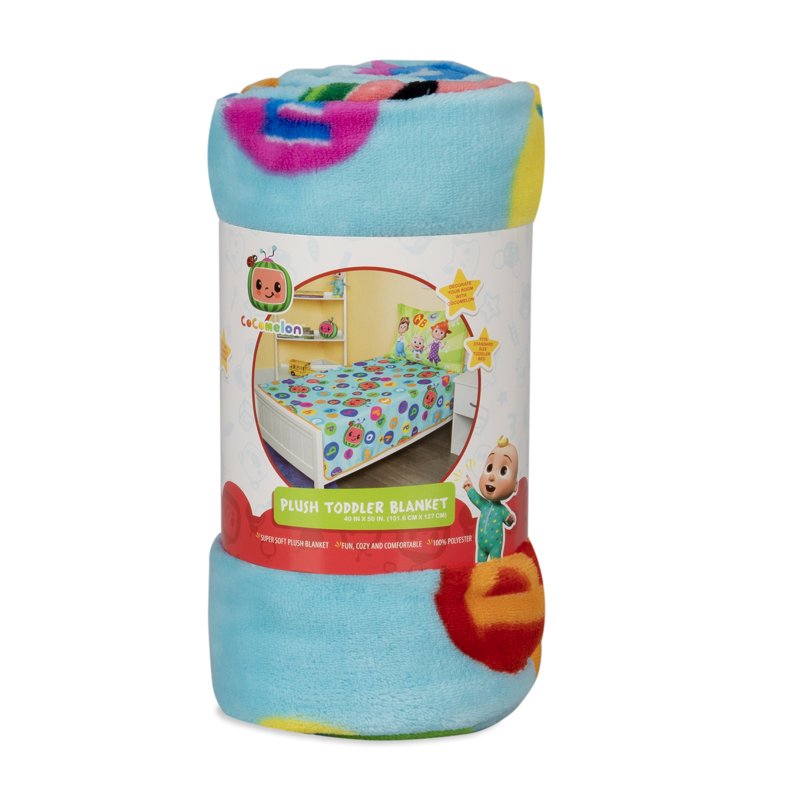 Cocomelon Toddler Blanket - Coral Plush Character Print, 40x50 Inches - Blue Variation