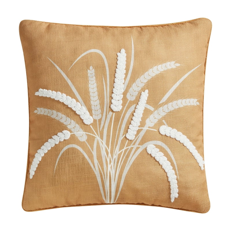 2 Pack Fall Reversible Decorative Pillow 18x18 Yellow Wheat Gingham