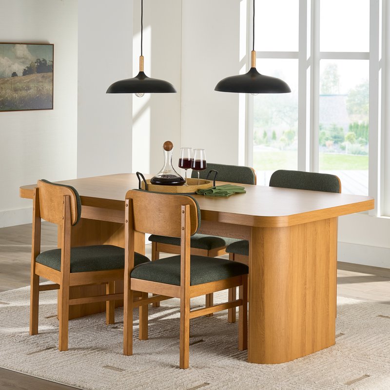 Juliet Dining Chairs Set - Light Honey & Olive Green, 2 Pack