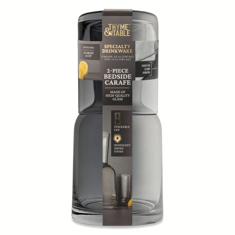 Smoke Glass Carafe Set - 25oz Carafe & 13oz Cup, 2 Pack