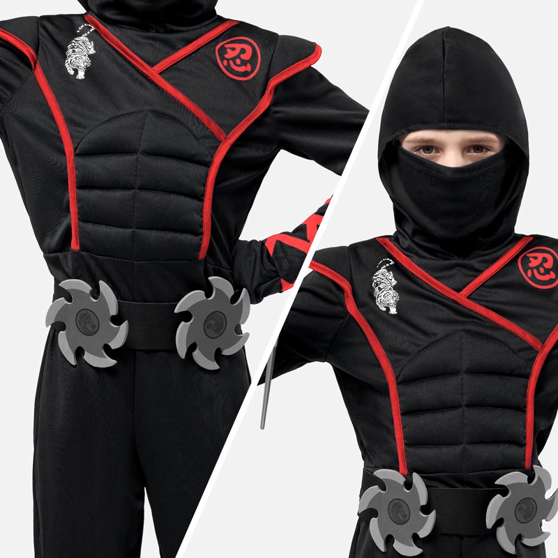 Kids Ninja Costume XS (3-4 Years) Boys Halloween Fancy Dress Set