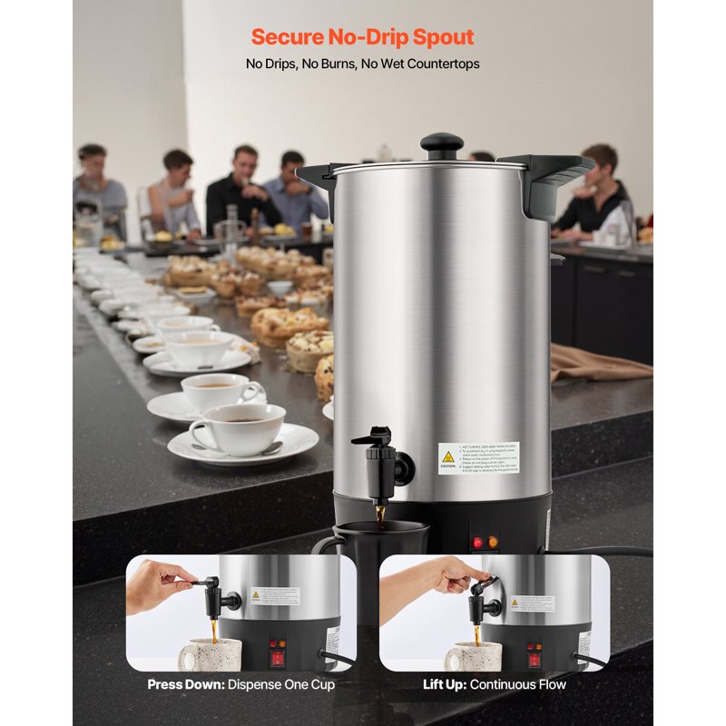 60-Cup Commercial Coffee Urn - Fast Brewing Stainless Steel Dispenser