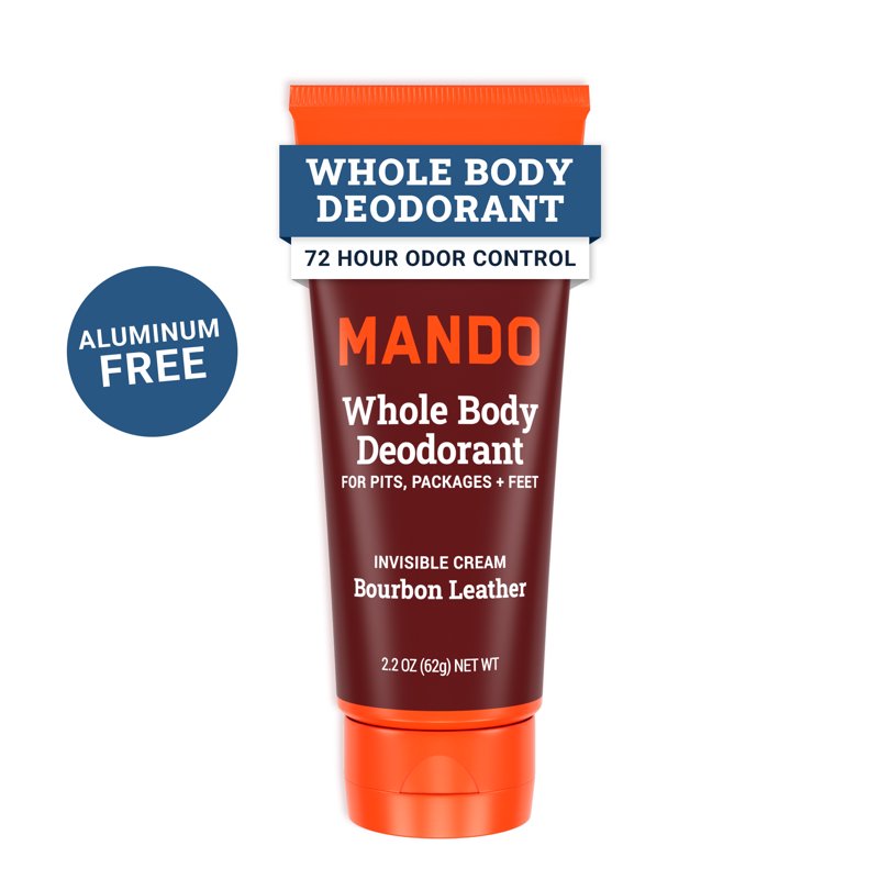 Whole Body Deodorant for Men - Invisible Cream, Aluminum Free, Bourbon Leather - 2.2oz