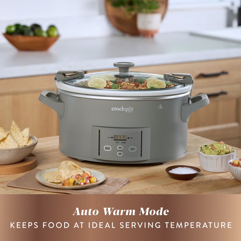 7-Quart Programmable Slow Cooker with Locking Lid - Gray