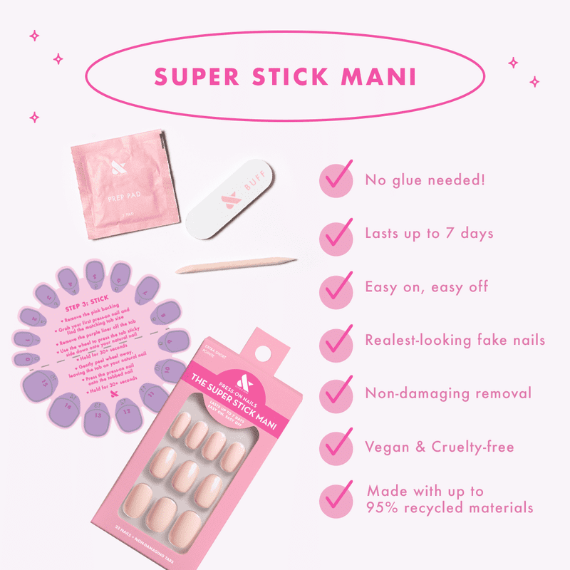 Press-On Nails with Adhesive Tabs - Sherbet Checker Party