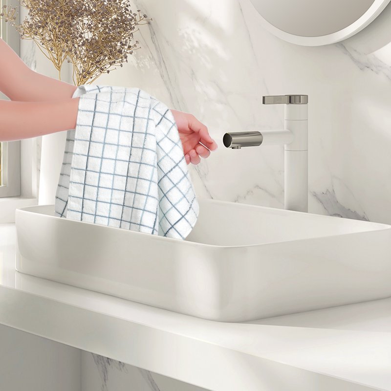 Blue Hand Towels Set - 14x28 Inches, 4-Pack, Absorbent Cotton Bathroom & Kitchen Towels