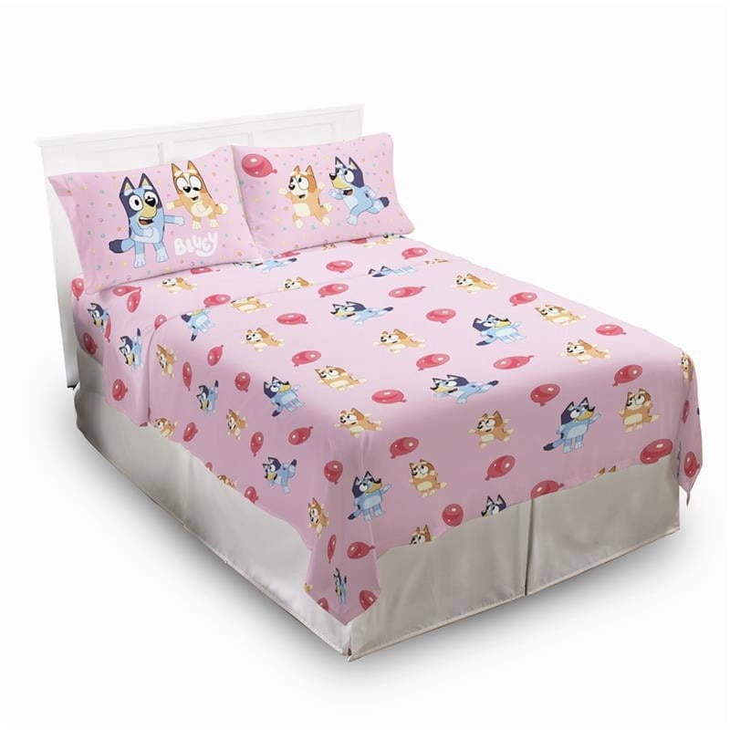 Bluey Kids Bed Sheet Set Full Size Pink 3-Piece Reversible Microfiber - Variation of THIS listing