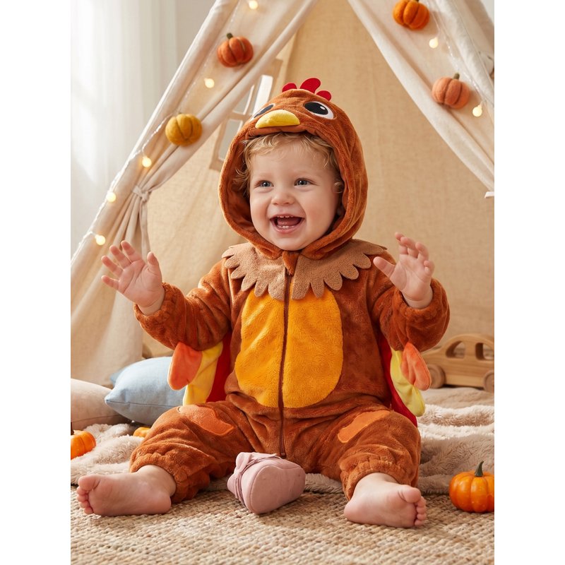 Toddler Baby Girl Boy Thanksgiving Turkey Costume Brown 2-3 Years
